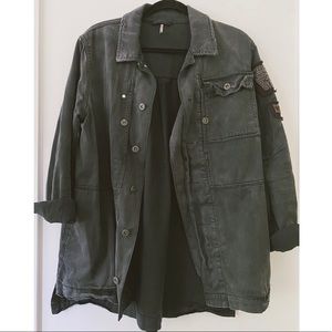 Free People Embellished Military Shirt Jacket